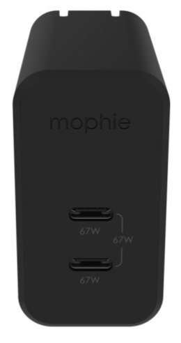 Mophie GaN Charger Dual - ładowarka sieciowa z podwójnym wejściem USB-C 67W (white)