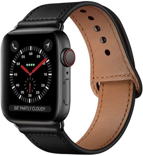 TECH-PROTECT LEATHERFIT APPLE WATCH 4 / 5 / 6 / 7 / 8 / 9 / SE / ULTRA 1 / 2 (42 / 44 / 45 / 49 MM) BLACK