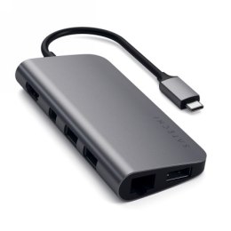 Satechi Type -C Multimedia Adapter - aluminiowy adapter multimedialny(USB-C PD, 3x USB-A, HDMI 4K, czytnik kart micro/SD, mini D