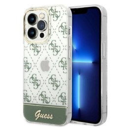 Guess 4G Stripe Script Logo Electroplated Pattern - Etui iPhone 14 Pro Max (khaki)