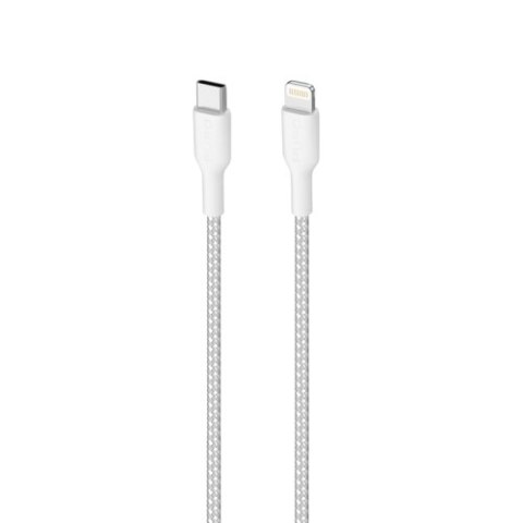 PURO Fabric Ultra Strong - Kabel w oplocie heavy duty USB-C / Lightning certyfikat MFi 1,2m (biały)