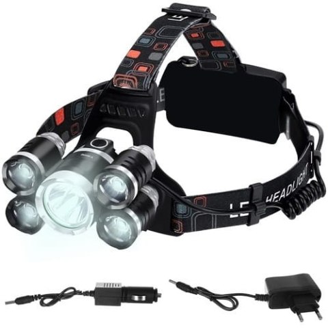 Latarka czołowa 5 x LED T6 CREE