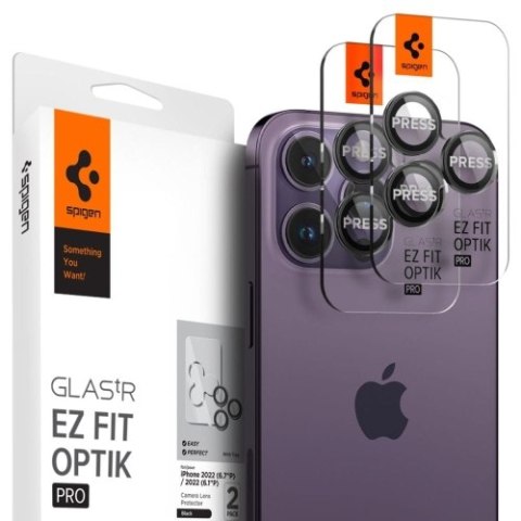 OSŁONA APARATU SPIGEN OPTIK.TR "EZ FIT" CAMERA PROTECTOR 2-PACK IPHONE 14 PRO / PRO MAX / 15 PRO / PRO MAX BLACK