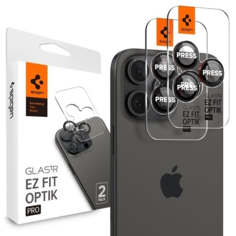 OSŁONA APARATU SPIGEN OPTIK PRO L-SERIES GLAS.TR "EZ FIT" CAMERA PROTECTOR 2-PACK IPHONE 14 PRO / PRO MAX / 15 PRO / PRO MAX / 1