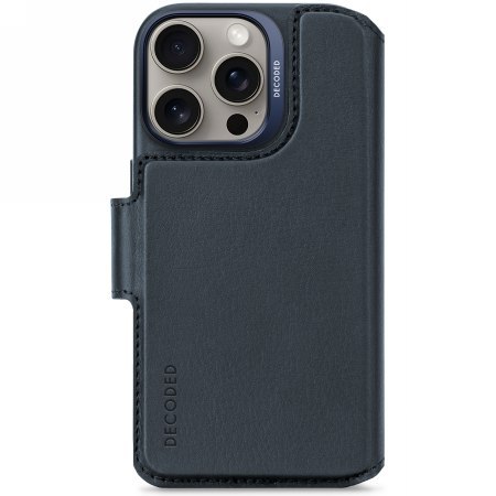 Decoded Leather Detachable Wallet - skórzana obudowa ochronna do iPhone 16 Pro kompatybilna z MagSafe (navy)