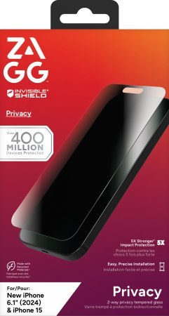 ZAGG InvisibleShield Glass Elite Privacy - szkło prywatyzujące do iPhone 15/16 (2 kierunki)