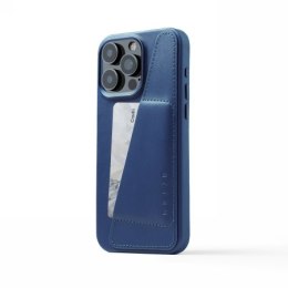 Mujjo Full Leather Wallet Case - etui skórzane do iPhone 15 Pro Max kompatybilne z MagSafe (monaco blue)