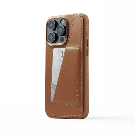 Mujjo Full Leather Wallet Case - etui skórzane do iPhone 15 Pro Max kompatybilne z MagSafe (tan)