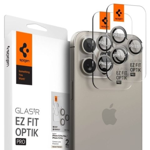 OSŁONA APARATU SPIGEN OPTIK.TR "EZ FIT" CAMERA PROTECTOR 2-PACK IPHONE 14 PRO / PRO MAX / 15 PRO / PRO MAX NATURAL TITANIUM