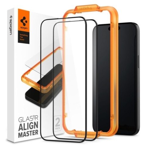 SZKŁO HARTOWANE SPIGEN ALM GLASS FC 2-PACK IPHONE 15 BLACK