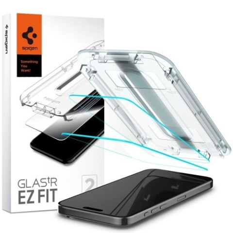 SZKŁO HARTOWANE SPIGEN GLAS.TR "EZ FIT" 2-PACK IPHONE 15 PRO CLEAR