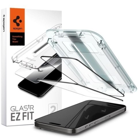 SZKŁO HARTOWANE SPIGEN GLAS.TR "EZ FIT" FC 2-PACK IPHONE 15 PRO BLACK