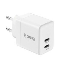 Crong Ultra Compact GaN - Ładowarka sieciowa 2x USB-C 35W PD 3.0 z PPS (biały)