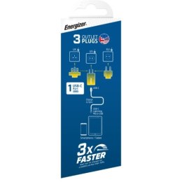 Energizer Ultimate - Ładowarka sieciowa Multiplug EU / UK / US GaN USB-C 20W PD (Walnut burl)