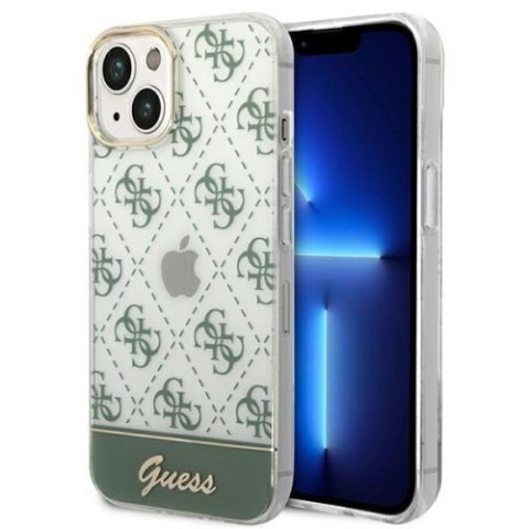 Guess 4G Stripe Script Logo Electroplated Pattern - Etui iPhone 14 Plus (khaki)