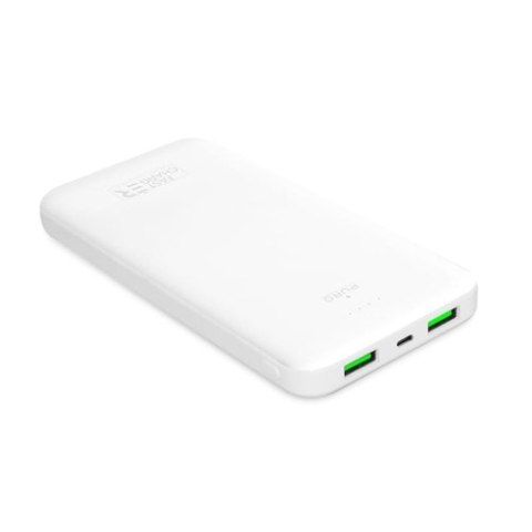 PURO White Fast Charger Power Bank - Power bank dla smartfonów i tabletów 10000 mAh, 2xUSB-A + 1xUSB-C (biały)