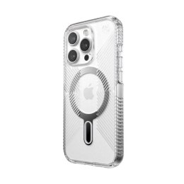 Speck Presidio Perfect-Clear Grip ClickLock & MagSafe - Etui iPhone 15 Pro (Clear / Chrome Finish / Serene Silver)