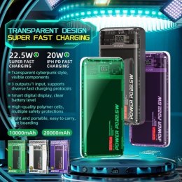 WEKOME WP-351 Vanguard Series - Power bank 20000 mAh PD 20W + QC 22.5W (Zielony / Przezroczysty)