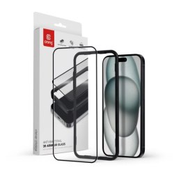 Crong Anti-Bacterial 3D Armour Glass - Szkło hartowane 9H na cały ekran iPhone 15 Plus + ramka instalacyjna