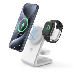 Crong MagSpot Pivot Stand - Ładowarka bezprzewodowa 3w1 z MagSafe do iPhone, Apple Watch i AirPods (biały)