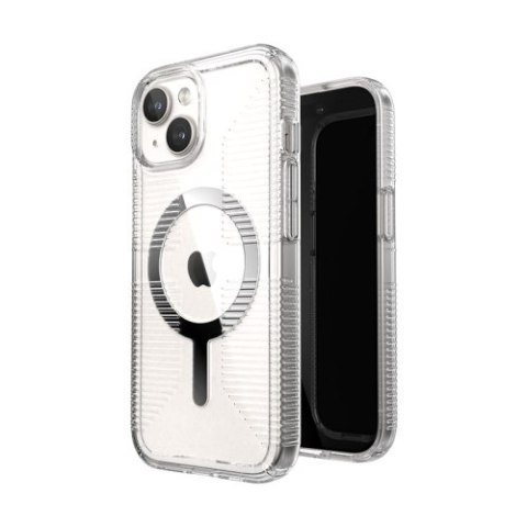 Speck Gemshell Grip + MagSafe - Etui do iPhone 15 / iPhone 14 / iPhone 13 (Clear / Chrome Finish)