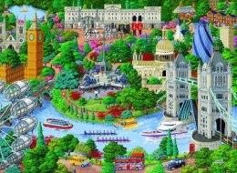 Drewniane Puzzle z figurkami - Zabytki Londynu, 750 elementów