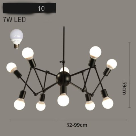 Nowoczesna lampa sufitowa/ Żyrandol Reto pająk - czarny, 10-ramienny