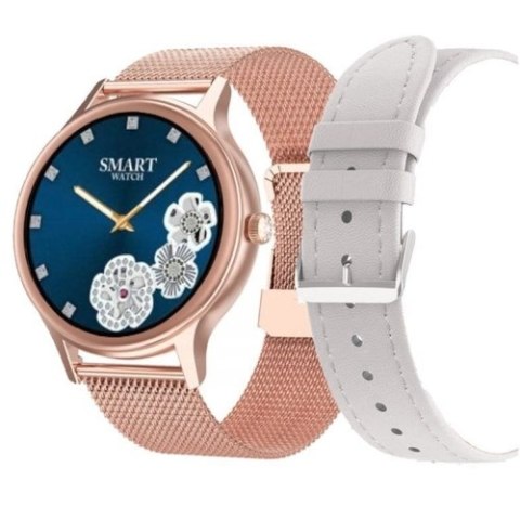 SMARTWATCH DAMSKI PACIFIC 18-2 - BRANSOLETA + PASEK: Rosegold / Biały (sy015b)