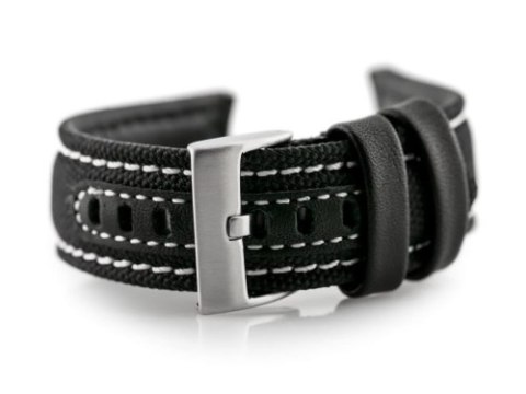 Pasek skórzany do zegarka W34 - PREMIUM - czarny/białe - 26mm Pasek skórzany do zegarka W34 - PREMIUM - czarny/białe - 26mm